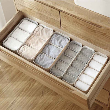 Divided drawer organizer for socks, underwear and small accessories.