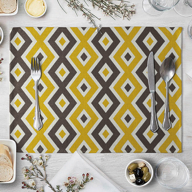 Aiqi geometric pattern dining table placemat for kitchen use, featuring modern design and durable material.