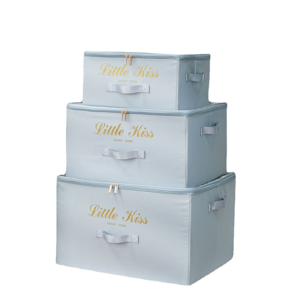 Aiqi foldable household fabric wardrobe clothes storage box with handles, designed for organizing clothes and household items.