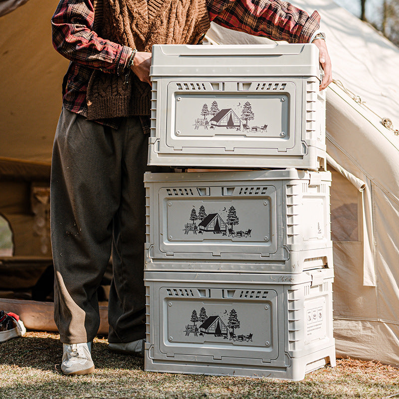 RenFan portable camping storage box, foldable car storage container for organized outdoor gear and supplies.