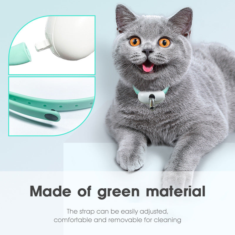 Aiqi automatic cat toy collar with smart laser function, USB charging, interactive kitten teasing toy for playful pets.