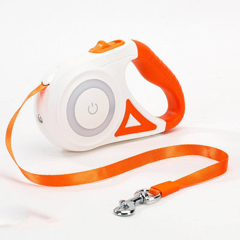 A retractable dog leash and collar set by Aiqi, featuring a spotlight and adjustable traction rope for small to medium pets.