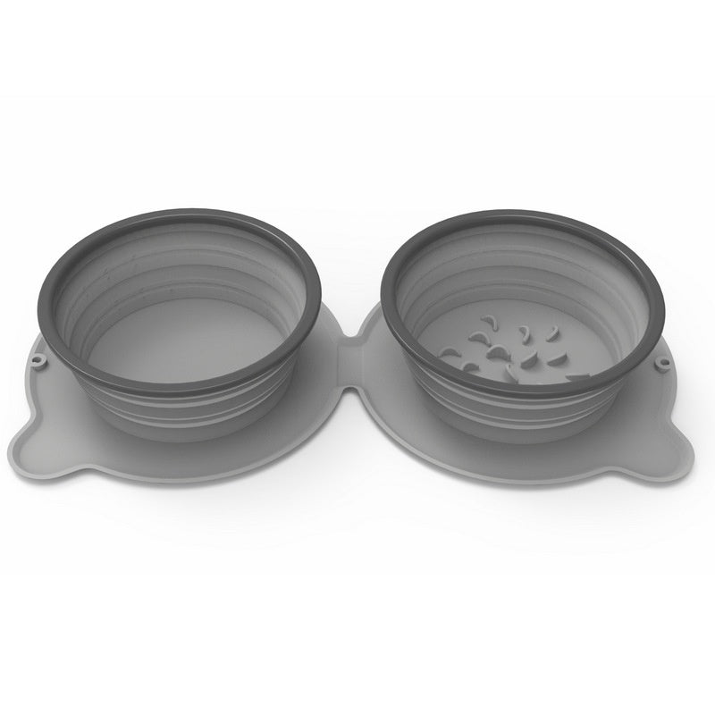 Portable Silicone Double Pet Bowl