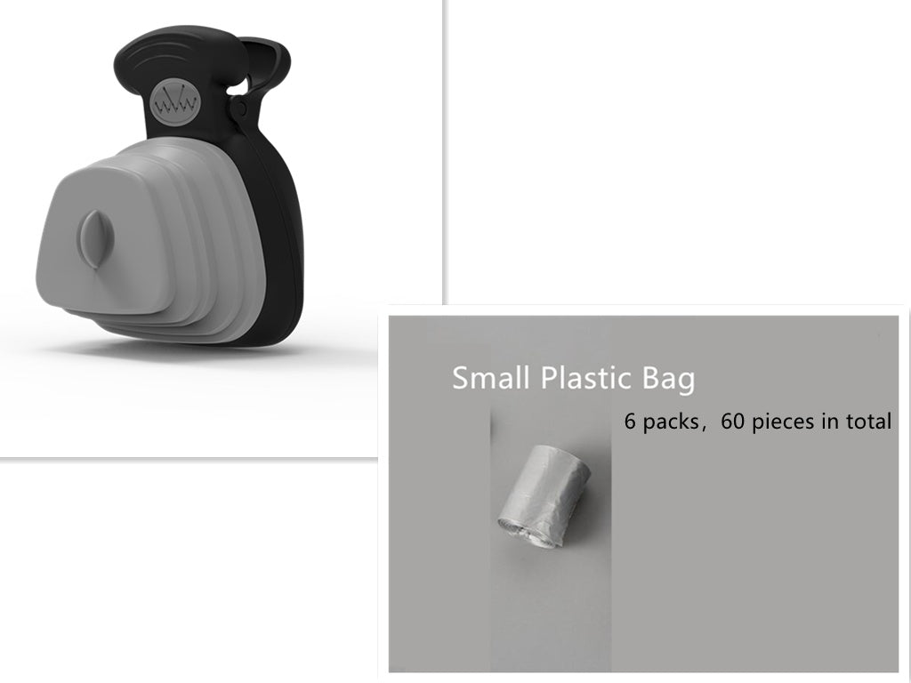 RenFan pet dog poop bag dispenser with foldable poop spoon, compact travel pet waste accessory for easy cleanup.