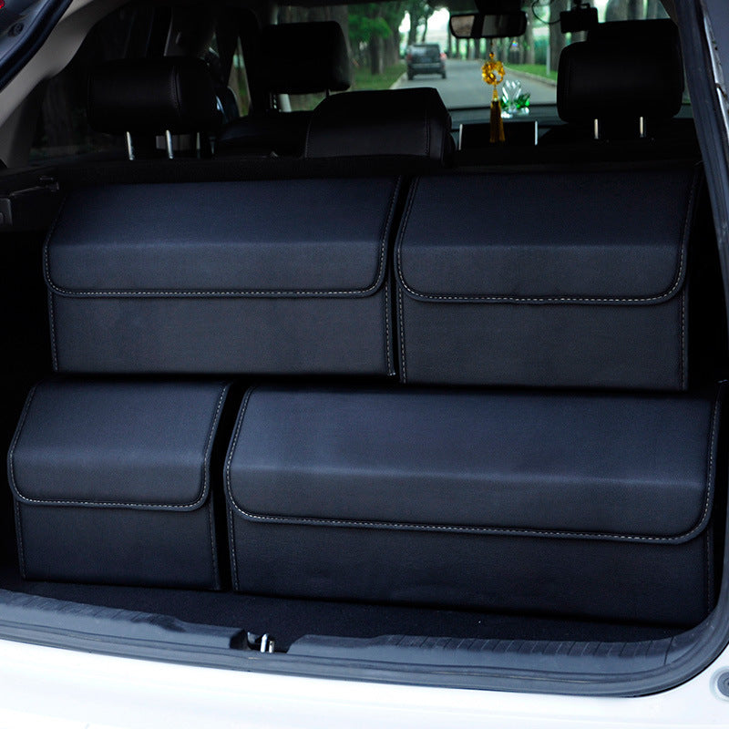 Foldable leather storage box for car organization, Aiqi car storage container with compartments for vehicle interior.