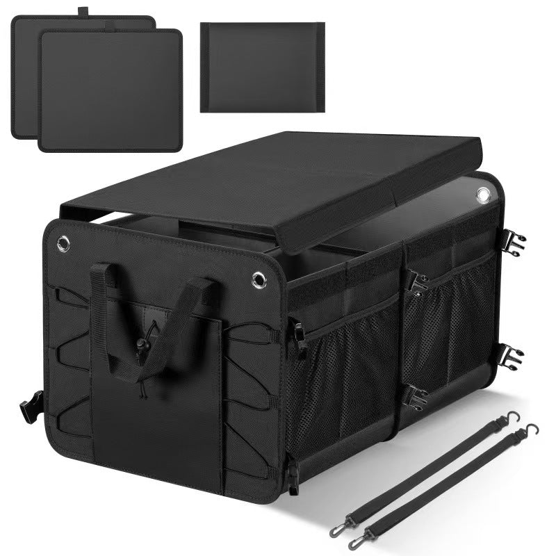 Aiqi multifunctional car trunk storage box with organized compartments for vehicle storage and cargo organization.