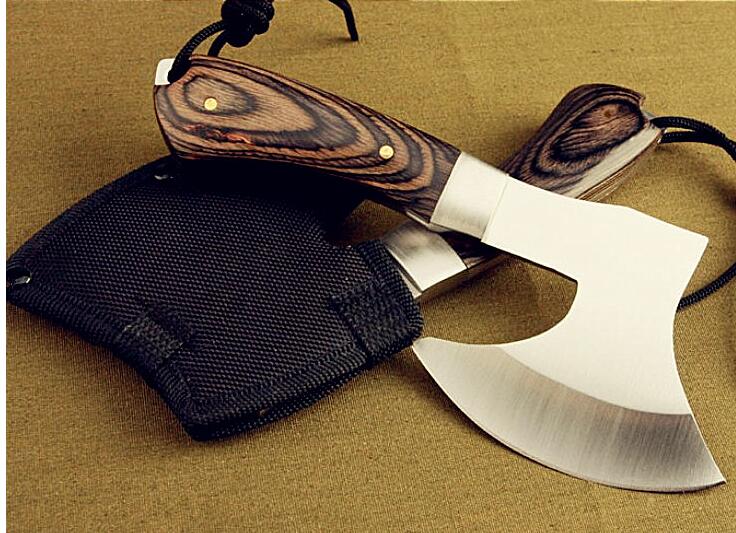RenFan stainless steel chopping axe for meat and bones, sturdy kitchen tool with a sharp blade for heavy-duty butchering.