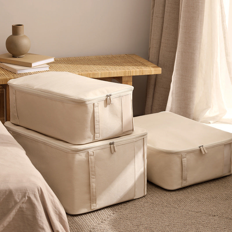 RenFan Tianshan cotton and linen storage bin for clothes and quilts, featuring organized compartments and fabric handles.