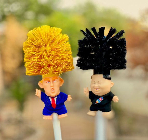 Funny Donald Trump toilet brush from RenFan, bathroom cleaning tool with humorous design, featuring a playful Donald Trump figure.