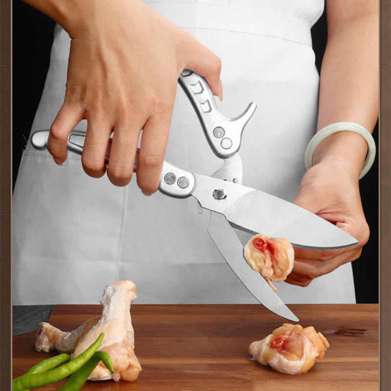 Aiqi stainless steel SK5 multifunctional kitchen scissors with ergonomic handles, suitable for home kitchen use.