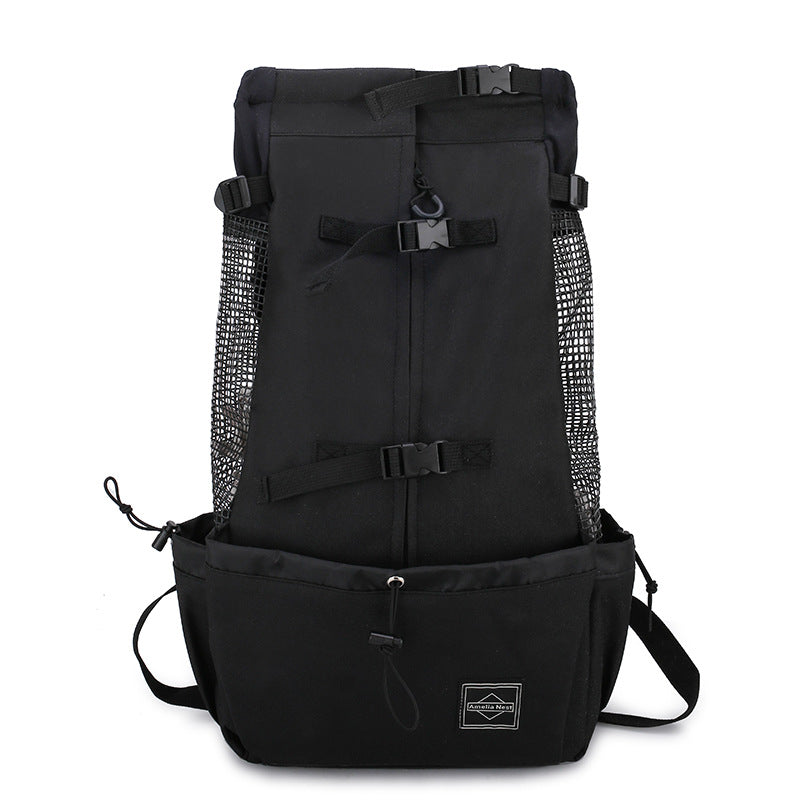 Aiqi pet dog carrier backpack for outdoor travel, double shoulder portable pet carrier bag for small dogs or pets.