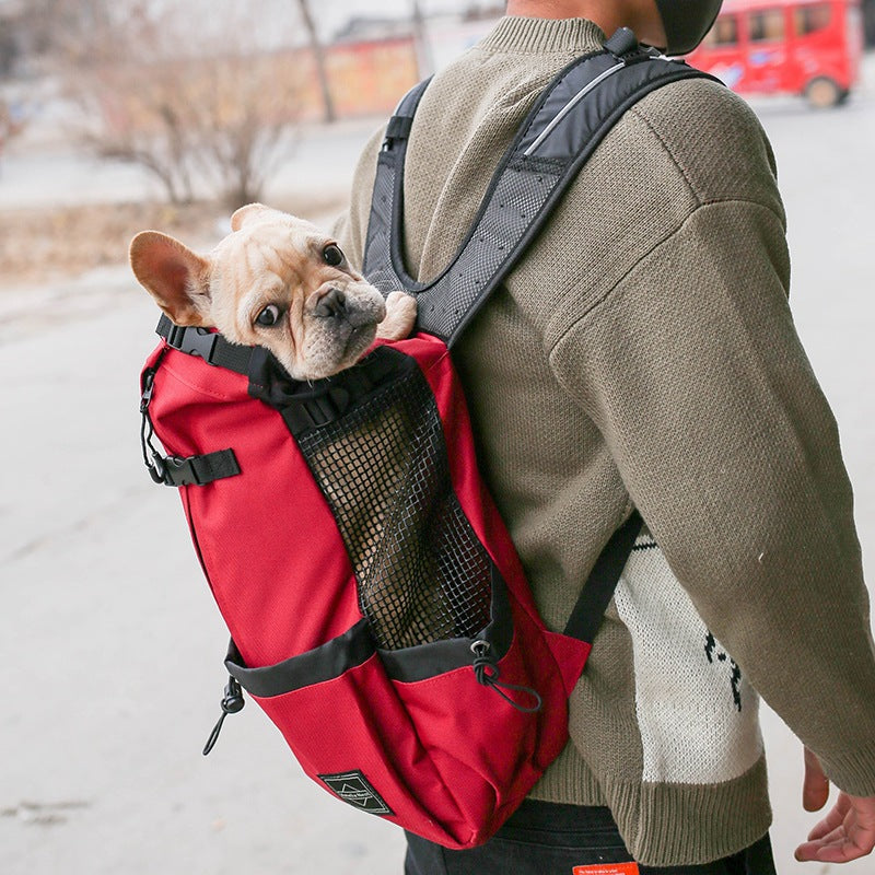 Aiqi pet dog carrier backpack with double shoulder straps, portable outdoor travel bag for small dogs, pet travel carrier.