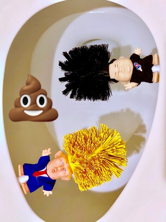 Funny Donald Trump toilet brush from RenFan, bathroom cleaning tool with humorous design, ideal for toilet and bathroom cleaning.