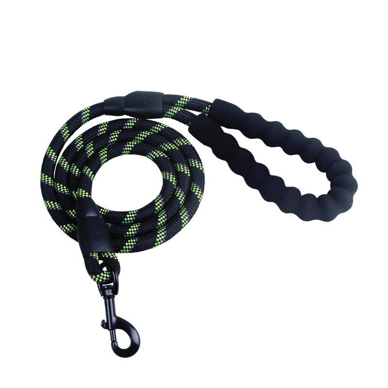 Reflective nylon dog leash by Aiqi, suitable for small to large dogs, featuring a sturdy rope design for walking and training.