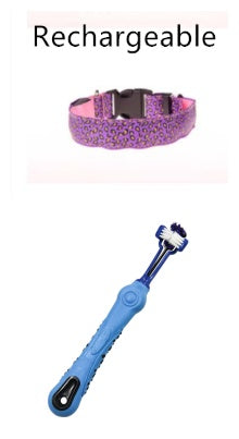 LED dog collar by RenFan with adjustable nylon strap featuring a stylish leopard print for pet safety and visibility.