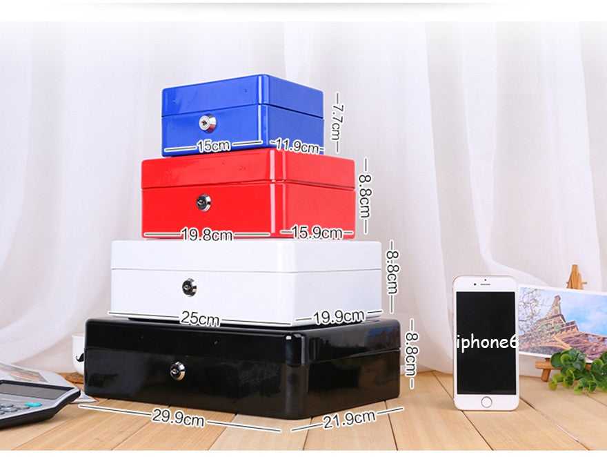 Aiqi storage box with a secure password tin box for home organization, featuring a sturdy metal design and compact size.