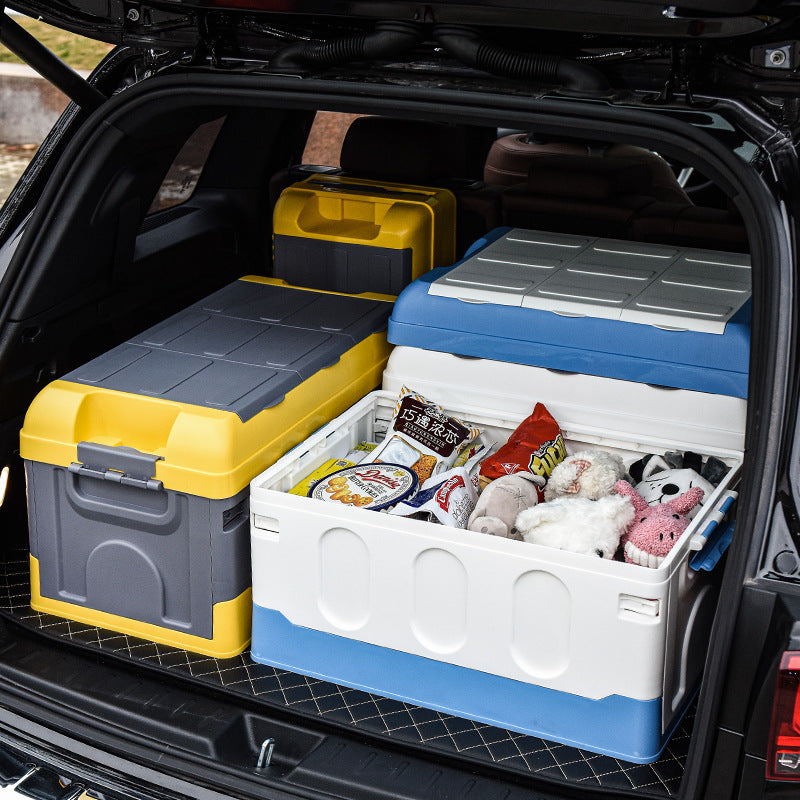 RenFan car built-in storage box, back folding car storage container for organized vehicle interior storage