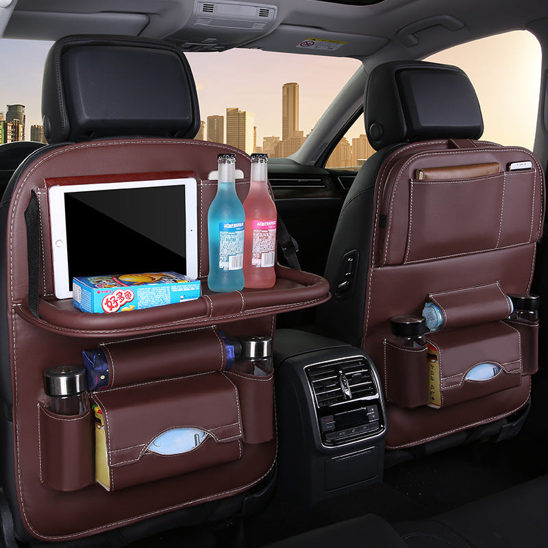 RenFan car seat back storage bag hanging organizer for vehicle interior, with multiple compartments for convenient storage.