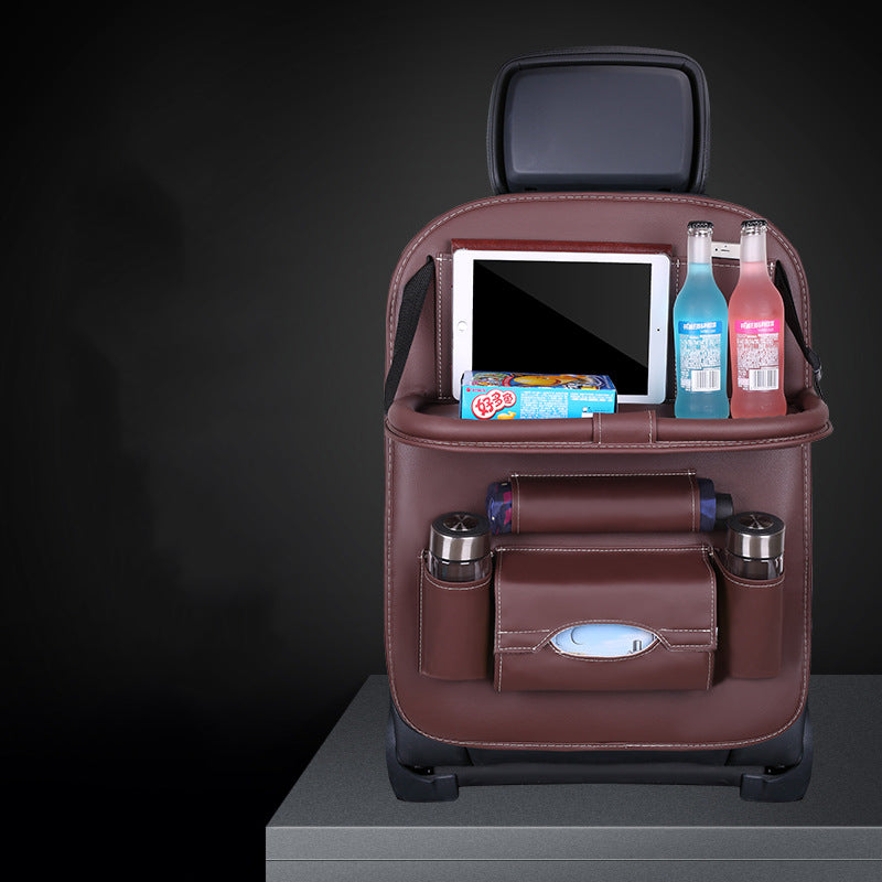 RenFan car seat back storage bag hanging organizer, compact car storage box with multiple compartments for organization.