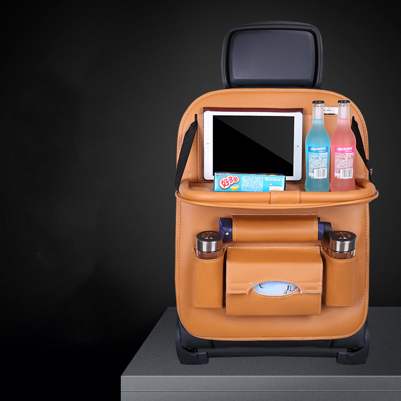 RenFan car seat back storage bag hanging organizer with multiple compartments for vehicle interior storage.
