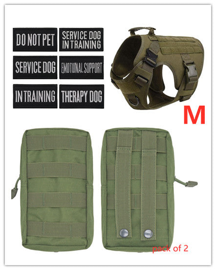 German Shepherd wearing Jingqian military tactical dog harness with adjustable straps, durable pet harness for outdoor activities.