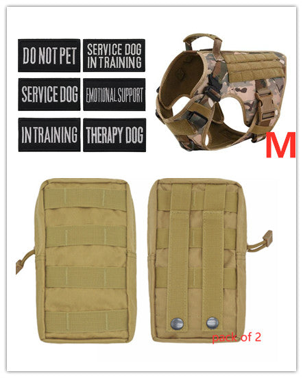 German Shepherd wearing Jingqian military tactical dog harness, adjustable pet back harness for outdoor safety and control.