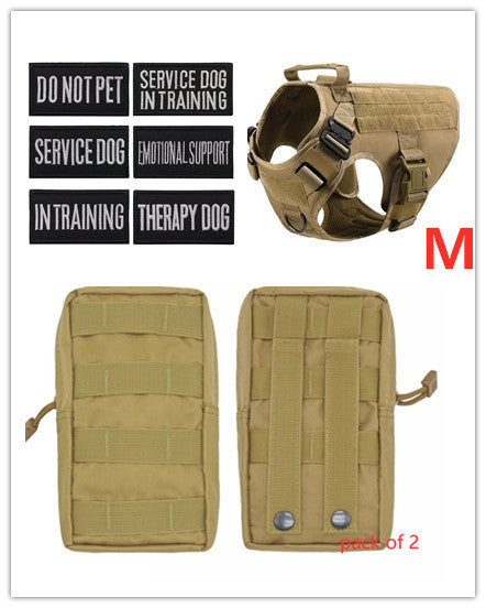 German Shepherd wearing Jingqian military tactical dog harness, adjustable pet harness for outdoor training and walking.