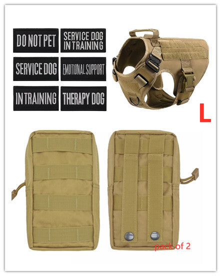 German Shepherd wearing Jingqian military tactical dog harness, adjustable pet harness with sturdy back support.