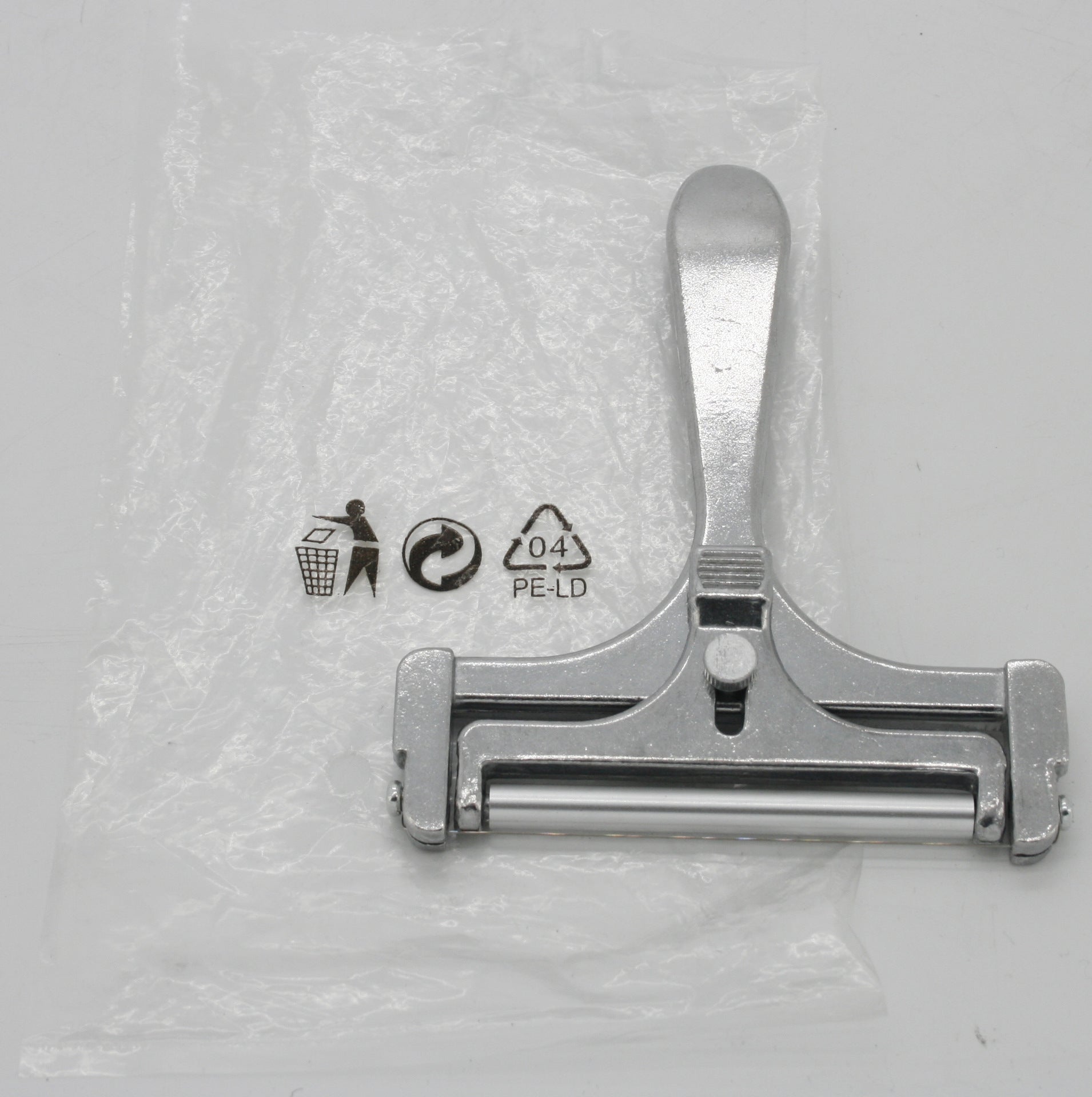 Aiqi aluminum butter and cheese scraper for kitchen use, with a sleek handle and flat blade for spreading and scraping dairy products.