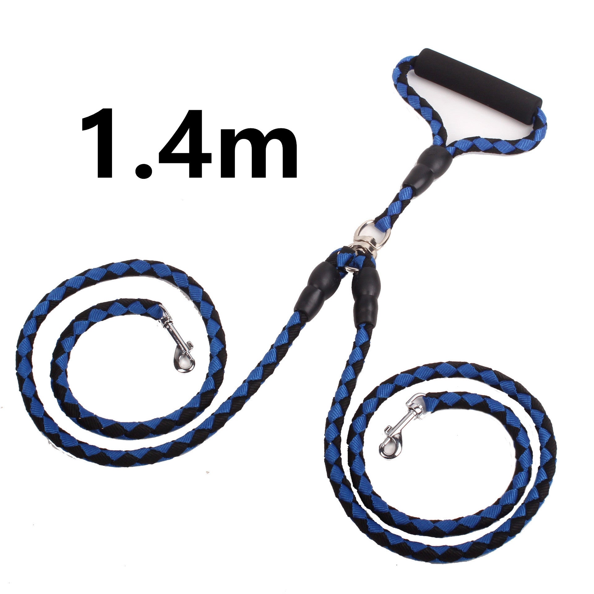 Jingqian double-ended dog traction rope with two leashes and collars, suitable for walking and controlling pets.
