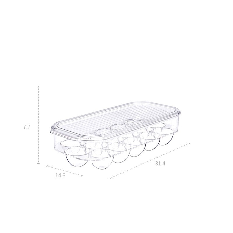 RenFan refrigerator storage box for kitchen eggs, compact 家用收纳箱 with multiple compartments for organized egg storage.
