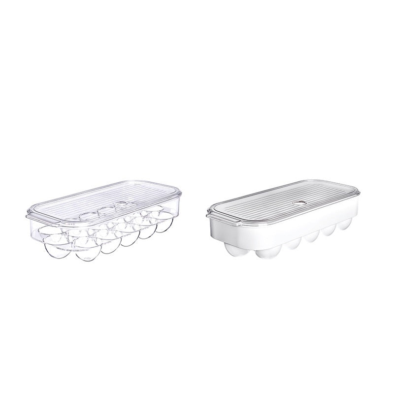 RenFan refrigerator storage box for eggs, a compact kitchen home organization container with clear compartments for easy access.