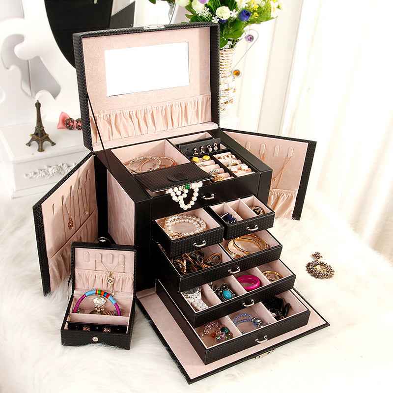Five-layer Leather Cosmetic Storage Box Jewelry Multi-layer Jewelry Storage Box