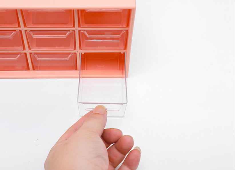 Compact desktop storage box for office and vanity organization.