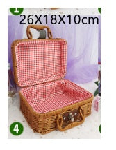RenFan cosmetic storage box made of rattan, home organization bin with a natural woven design for beauty and skincare products.