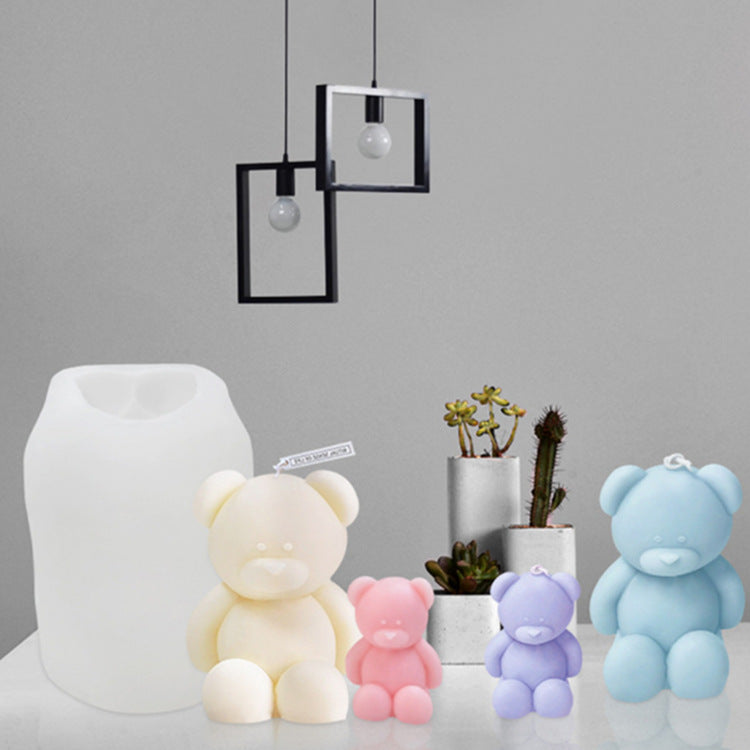Silicone mold for handmade bear-shaped aromatherapy candle ornaments, ideal for DIY scented candle projects by Aiqi.