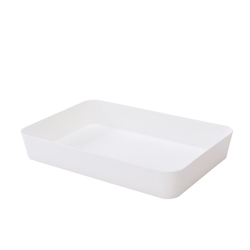 Multi-compartment drawer organizer for cosmetics and small household items.