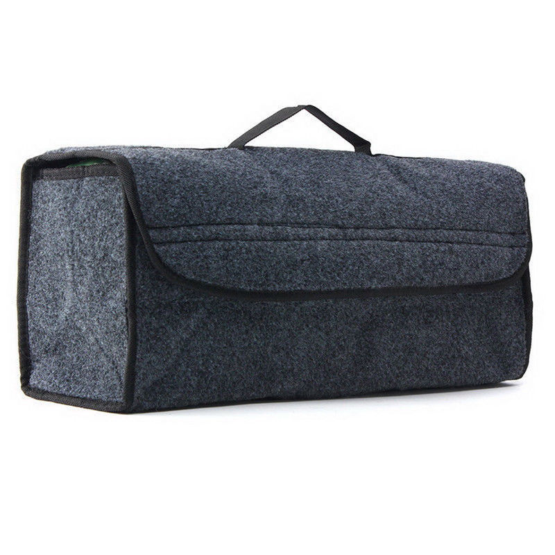 Felt car organizer with compartments for keeping vehicle essentials neat and easy to reach.