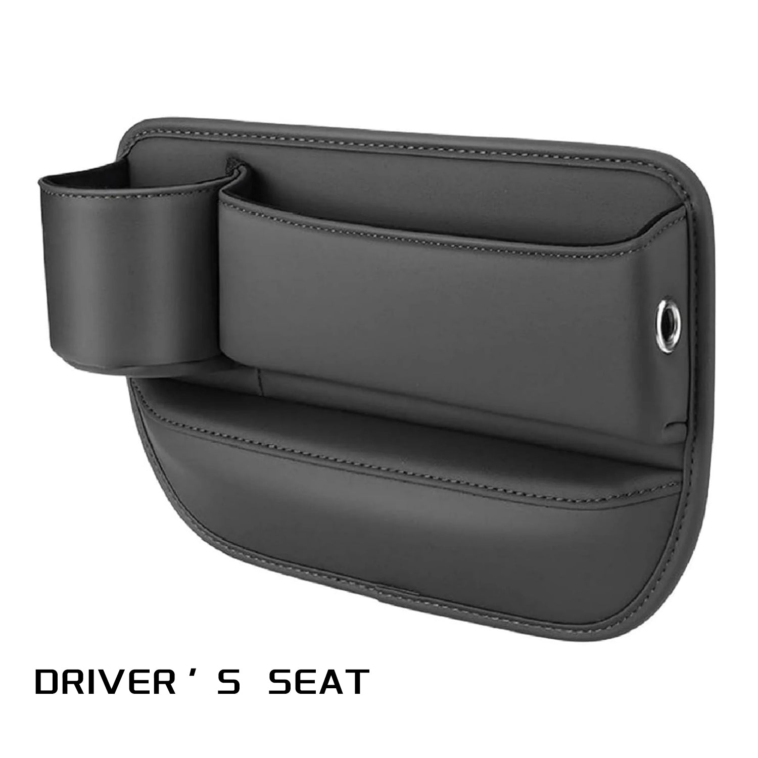 Popmarket car seat storage box with cup holder, adjustable seat gap organizer for clutter-free car interior.