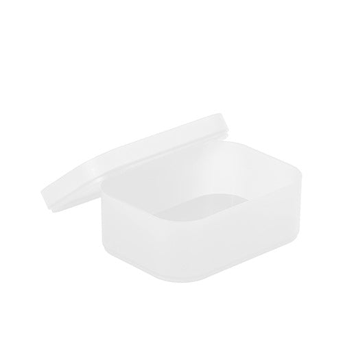 Vanity organizer box for cosmetics, bottles, and small accessories.