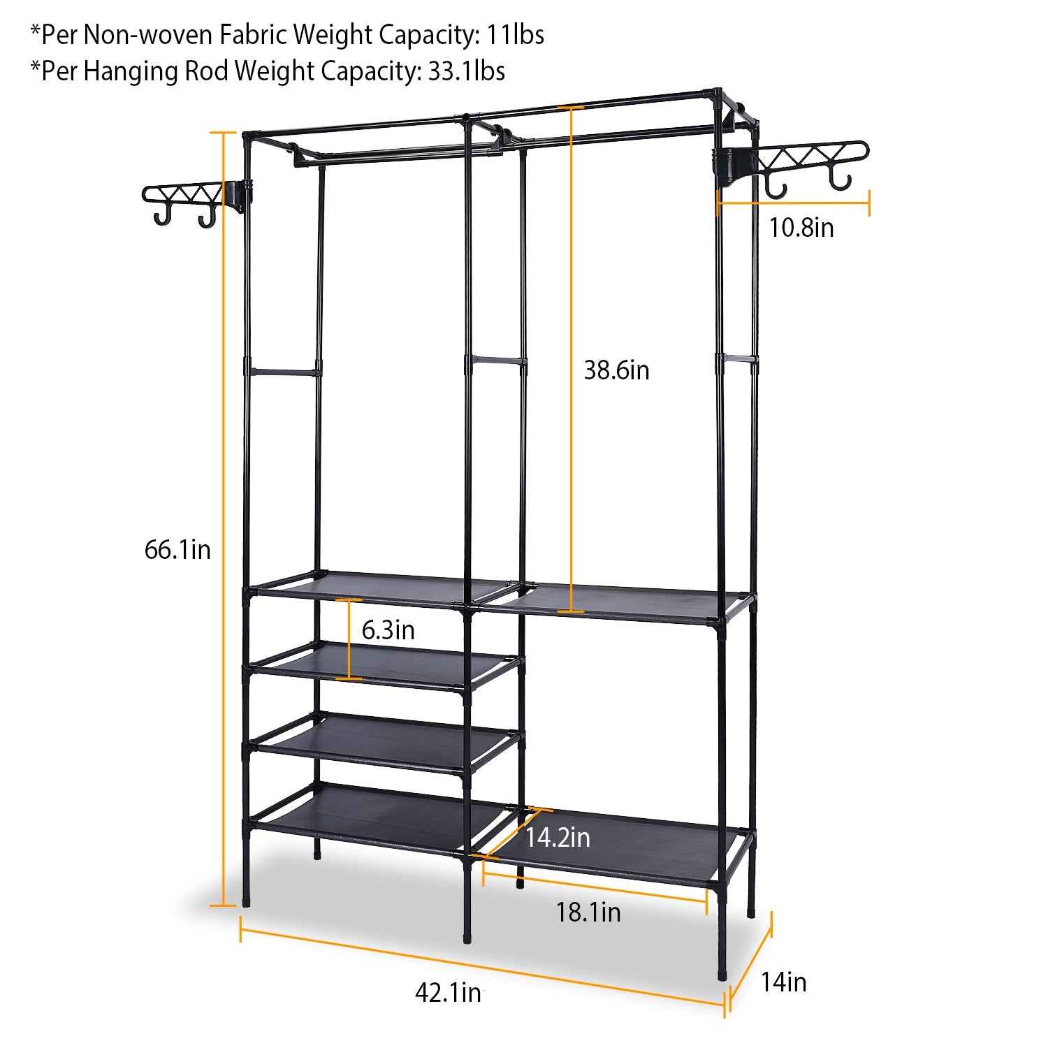 1Pc Metal Garment Rack Shoe Clothing Organizer Shelves Freestanding Multifunctional Clothes Wardrobe