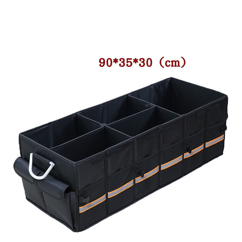 Foldable heavy-duty car trunk organizer with lid, ideal for sedan and SUV, providing collapsible cargo storage and organization.