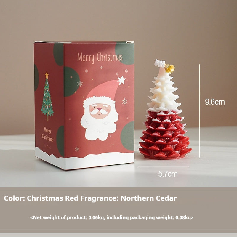 A handmade Aiqi Christmas aromatherapy candle with festive ornaments, featuring a fragrance-rich design for holiday ambiance.