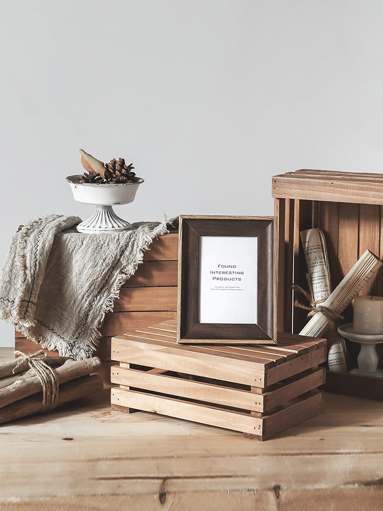 Wooden storage box and sundries basket with handles, ideal for home organization and household storage.