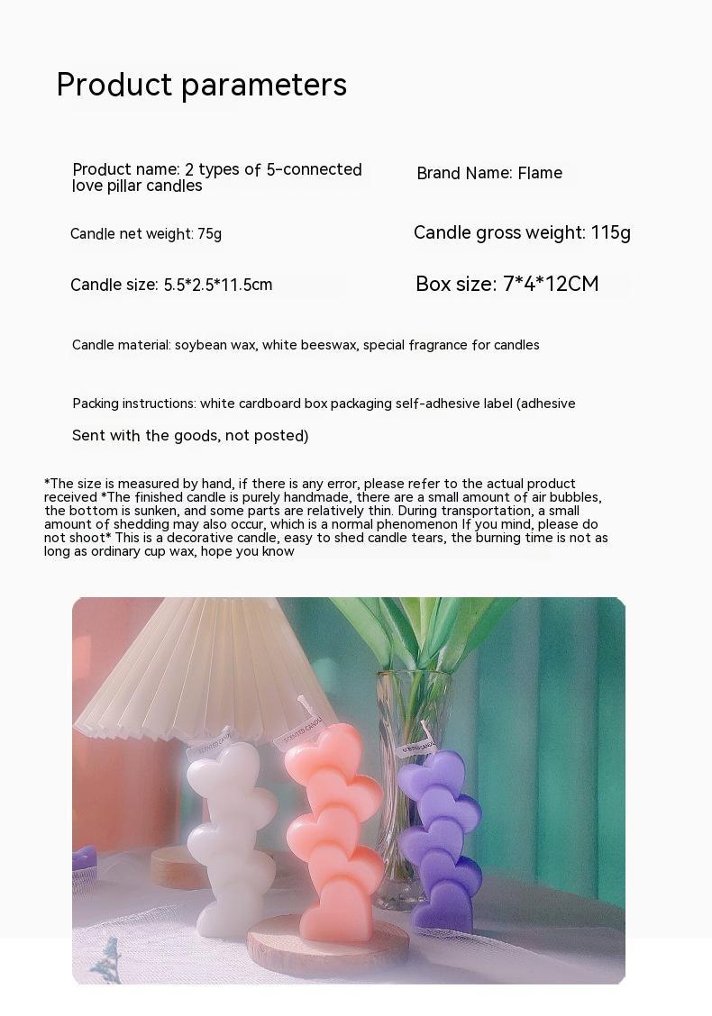 Aiqi Heart Column Aromatherapy Candle with a white ceramic base and a burning wick, designed for relaxation and aromatherapy.