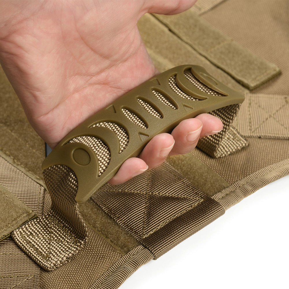 German Shepherd wearing Jingqian military tactical dog harness, adjustable pet harness with back support for outdoor activities.