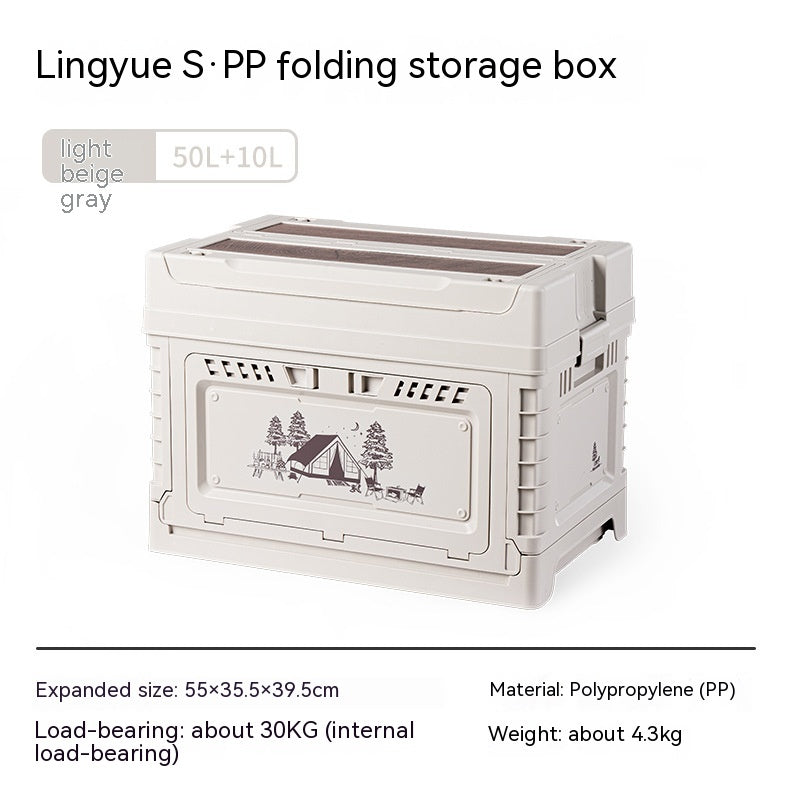 Portable RenFan camping storage box, foldable car storage container with multiple compartments, ideal for outdoor organization.