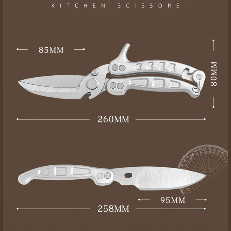 Aiqi stainless steel SK5 multifunctional kitchen scissors with ergonomic handles, suitable for home kitchen tasks.