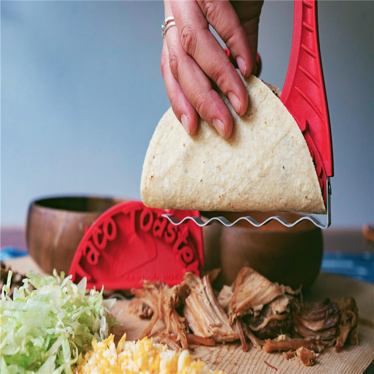 RenFan taco toaster and shell maker in use, showcasing kitchen tools for making taco shells and tortillas with bakeware accessories.