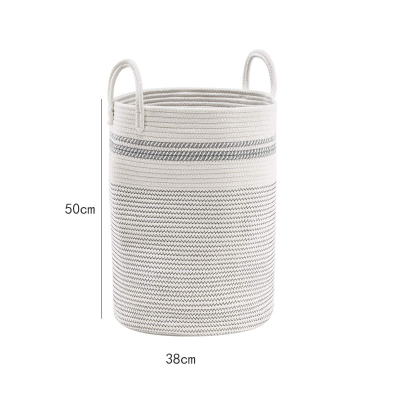 Cotton string knitted storage basket by RenFan, home organization basket with a natural woven texture, ideal for household storage.